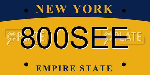 800SEE New York License Plate