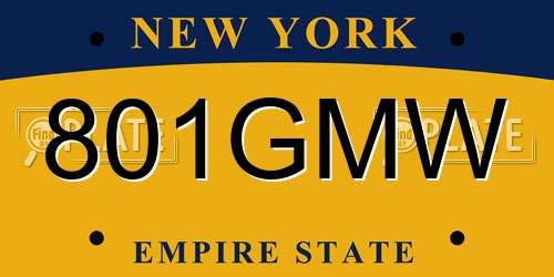 801GMW New York License Plate