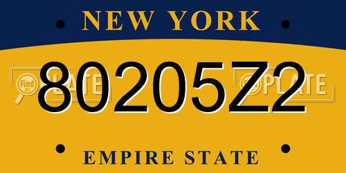 80205Z2 New York License Plate