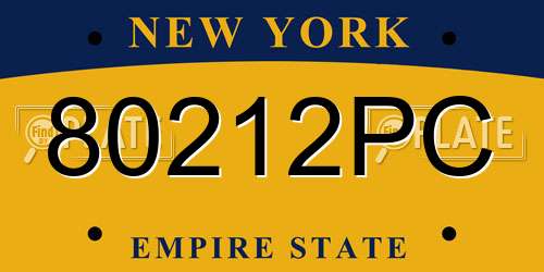 80212PC New York License Plate