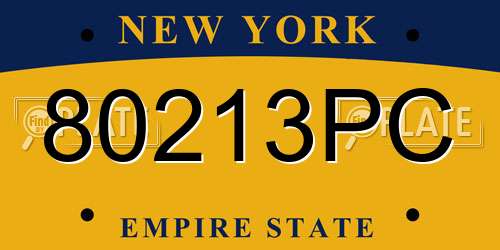 80213PC New York License Plate