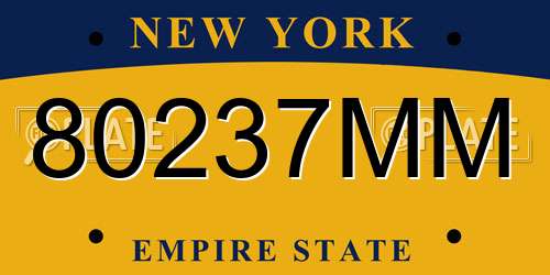 80237MM New York License Plate
