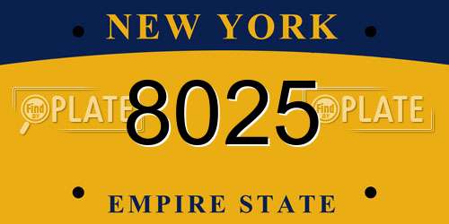 8025 New York License Plate