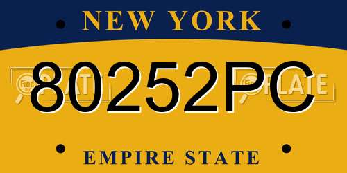 80252PC New York License Plate
