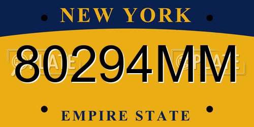 80294MM New York License Plate