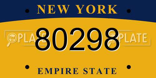 80298 New York License Plate
