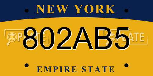 802AB5 New York License Plate