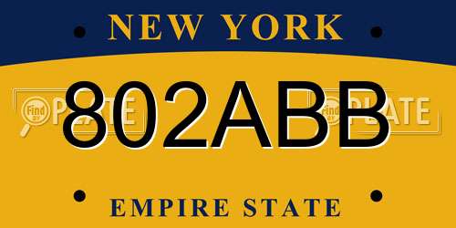 802ABB New York License Plate