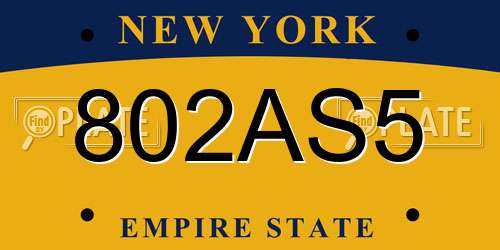 802AS5 New York License Plate