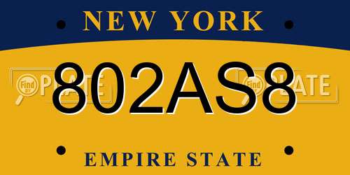 802AS8 New York License Plate