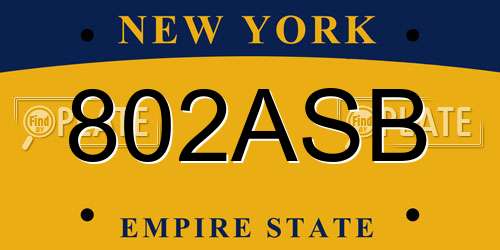 802ASB New York License Plate