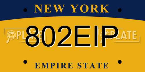 802EIP New York License Plate