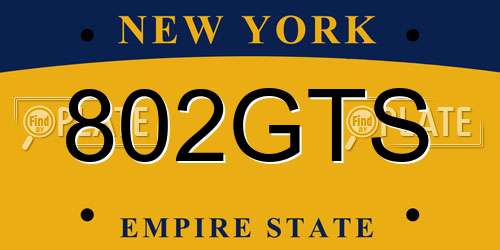802GTS New York License Plate