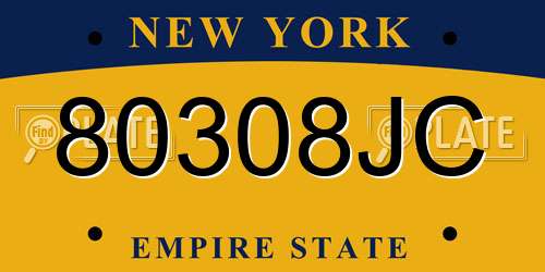 80308JC New York License Plate