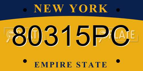 80315PC New York License Plate