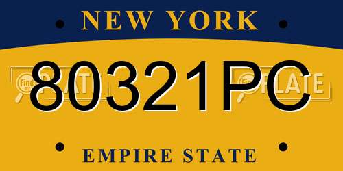 80321PC New York License Plate