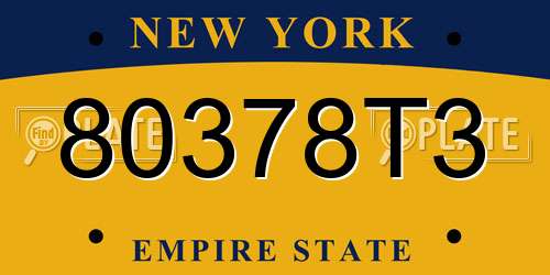 80378T3 New York License Plate
