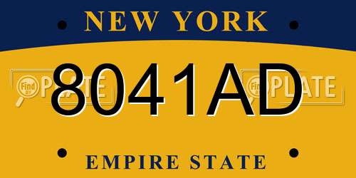8041AD New York License Plate