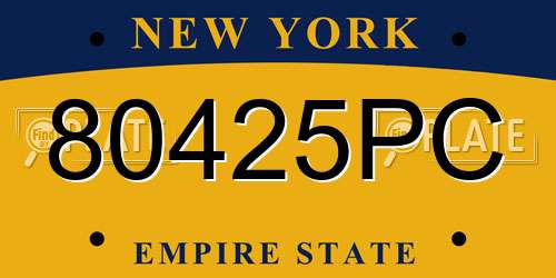 80425PC New York License Plate