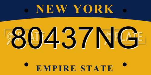 80437NG New York License Plate