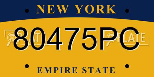 80475PC New York License Plate