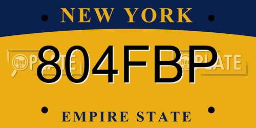 804FBP New York License Plate