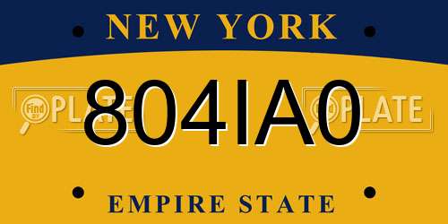 804IA0 New York License Plate