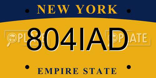 804IAD New York License Plate