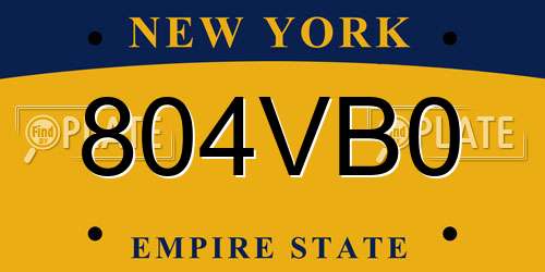804VB0 New York License Plate