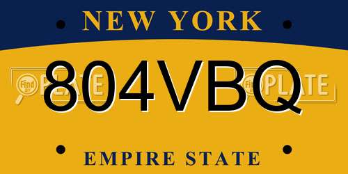 804VBQ New York License Plate
