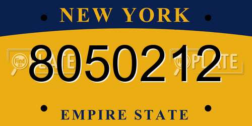 8050212 New York License Plate