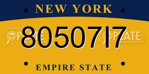 80507I7 New York License Plate