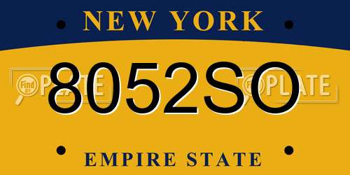 8052SO New York License Plate