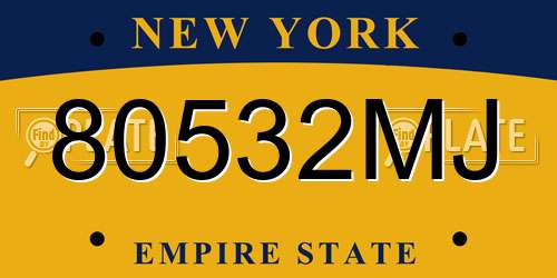80532MJ New York License Plate