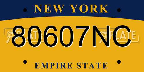 80607NC New York License Plate