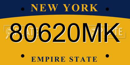 80620MK New York License Plate