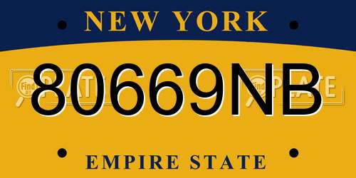 80669NB New York License Plate