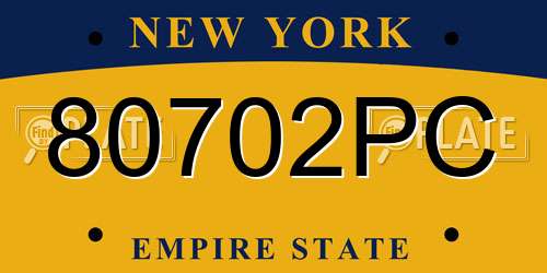 80702PC New York License Plate
