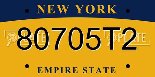 80705T2 New York License Plate