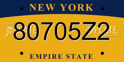 80705Z2 New York License Plate