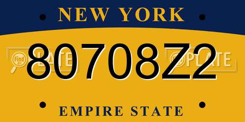 80708Z2 New York License Plate