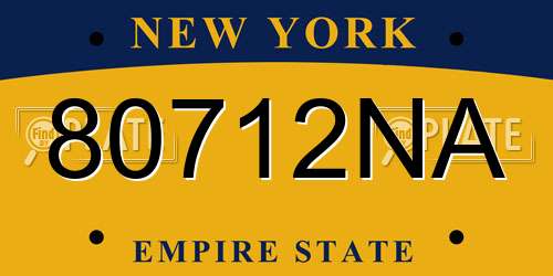 80712NA New York License Plate