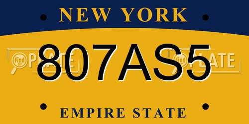 807AS5 New York License Plate