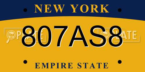 807AS8 New York License Plate