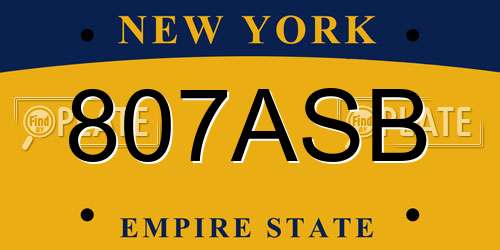 807ASB New York License Plate