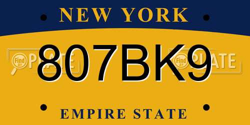 807BK9 New York License Plate