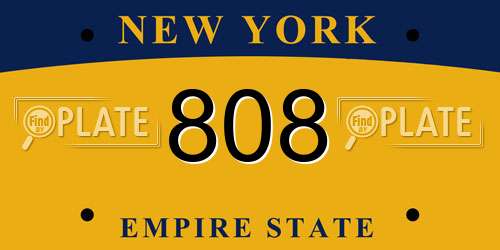 808 New York License Plate