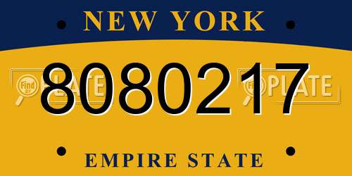 8080217 New York License Plate