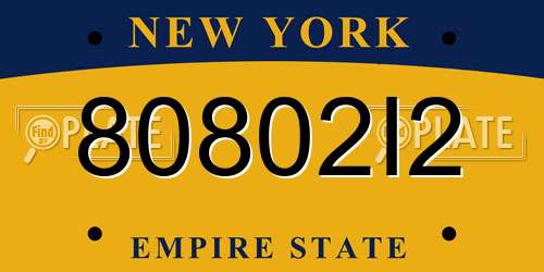 80802I2 New York License Plate