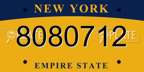 8080712 New York License Plate